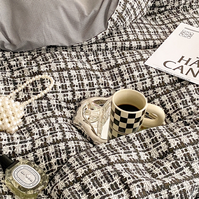 91家纺网 家纺一手货源 找家纺 昔可家纺 2022新款13372全棉香香风流苏边四件套 香香黑流苏