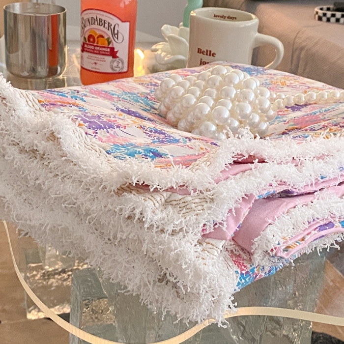 91家纺网 家纺一手货源 找家纺 昔可家纺 2022新款13372全棉香香风流苏边四件套 香香紫流苏