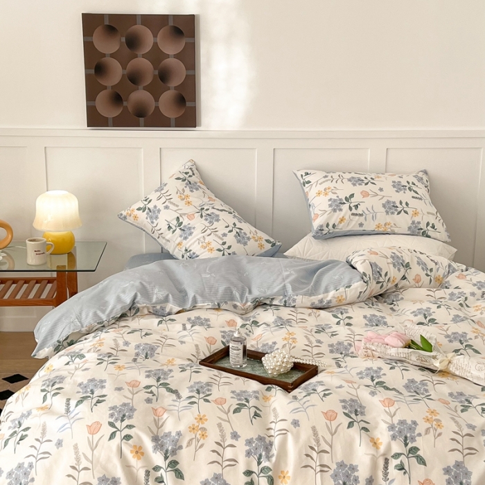 91家纺网 家纺一手货源 找家纺 总昔可家纺 2022新款13372全棉普通款花花系列四件套