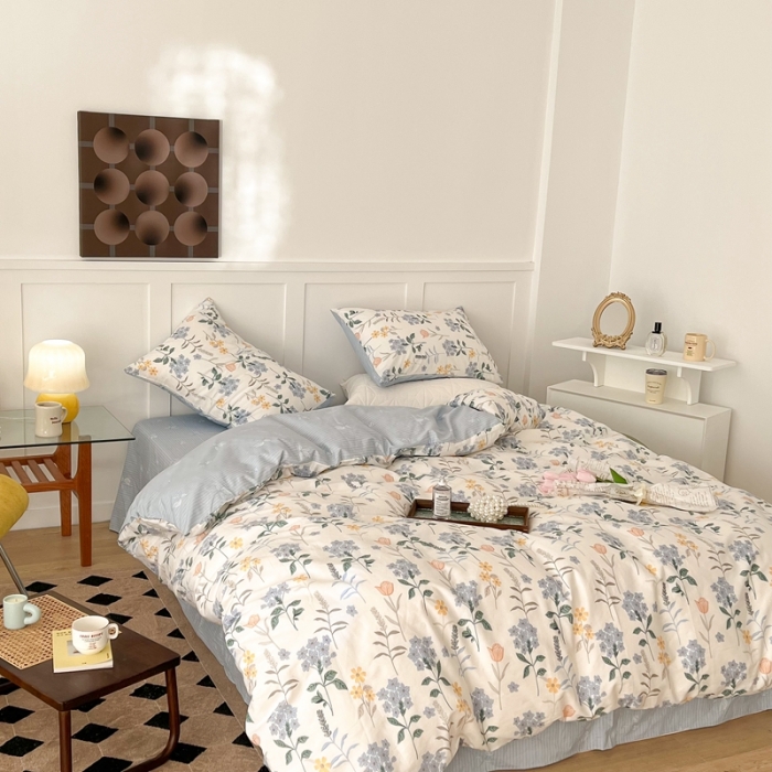 91家纺网 家纺一手货源 找家纺 总昔可家纺 2022新款13372全棉普通款花花系列四件套