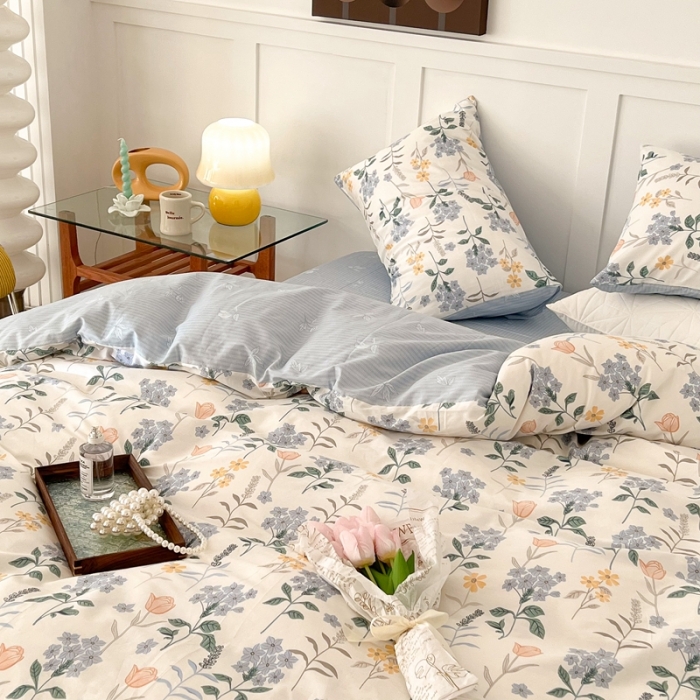 91家纺网 家纺一手货源 找家纺 总昔可家纺 2022新款13372全棉普通款花花系列四件套