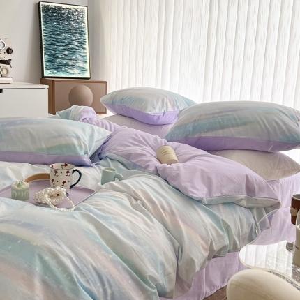 昔可家纺 2022新款13372全棉普通款简约ins四件套 蓝色星河