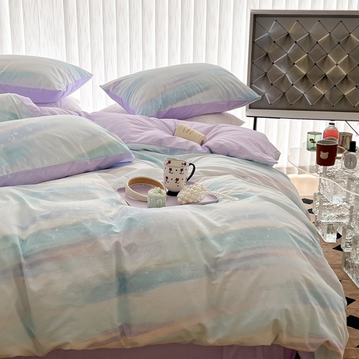 91家纺网 家纺一手货源 找家纺 昔可家纺 2022新款13372全棉普通款简约ins四件套 蓝色星河