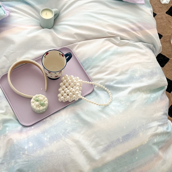 91家纺网 家纺一手货源 找家纺 昔可家纺 2022新款13372全棉普通款简约ins四件套 蓝色星河