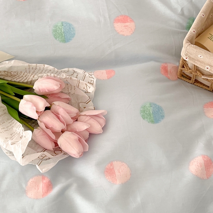 91家纺网 家纺一手货源 找家纺 昔可家纺 2022新款13372全棉普通款简约ins四件套 亮片波点