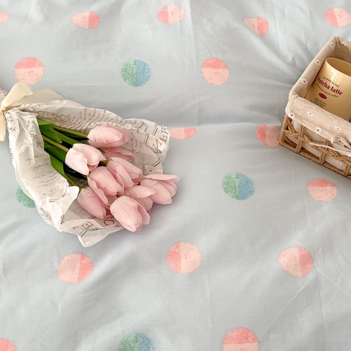 91家纺网 家纺一手货源 找家纺 昔可家纺 2022新款13372全棉普通款简约ins四件套 亮片波点