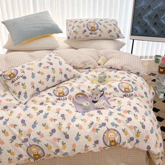 91家纺网 家纺一手货源 找家纺 昔可家纺 2022新款13372全棉普通款卡通四件套 狮子萝卜