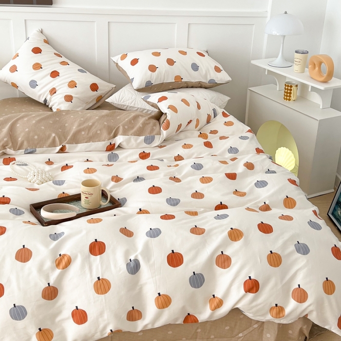 91家纺网 家纺一手货源 找家纺 昔可家纺 2022新款13372全棉普通款卡通四件套 小南瓜