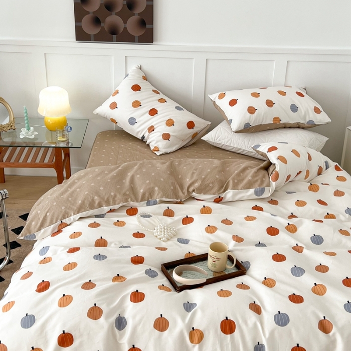 91家纺网 家纺一手货源 找家纺 昔可家纺 2022新款13372全棉普通款卡通四件套 小南瓜