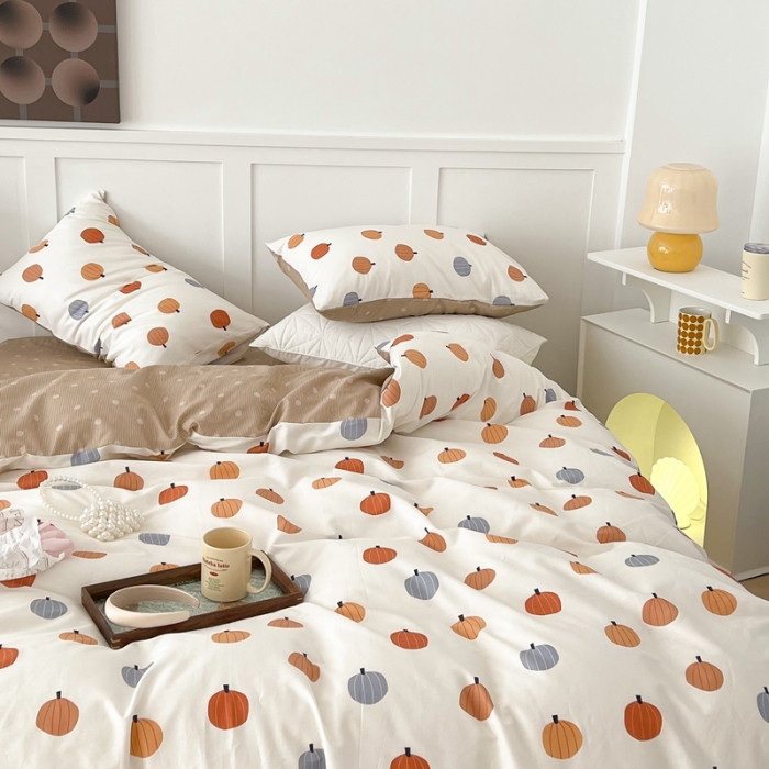 91家纺网 家纺一手货源 找家纺 昔可家纺 2022新款13372全棉普通款卡通四件套 小南瓜