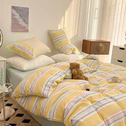 91家纺网 家纺一手货源 找家纺 总昔可家纺 2022新款13372全棉普通款玛卡龙条纹四件套