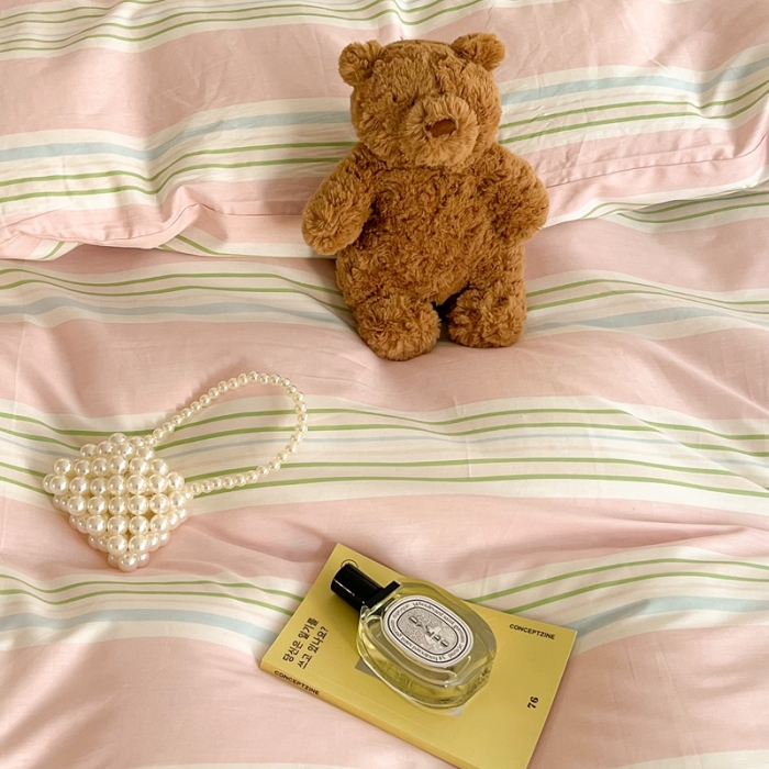 91家纺网 家纺一手货源 找家纺 总昔可家纺 2022新款13372全棉普通款玛卡龙条纹四件套