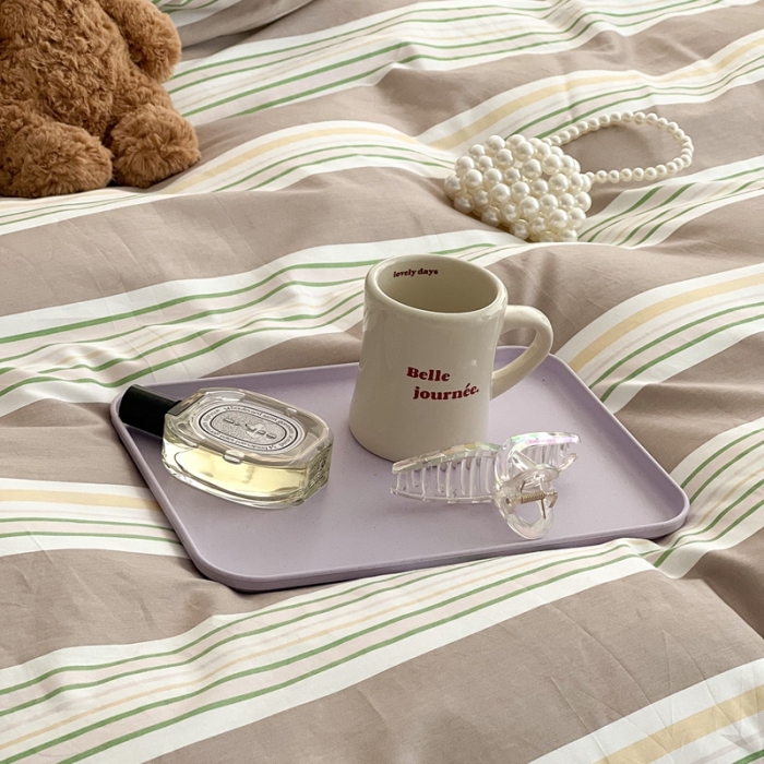 91家纺网 家纺一手货源 找家纺 昔可家纺 2022新款13372全棉普通款玛卡龙条纹四件套 浅驼条纹