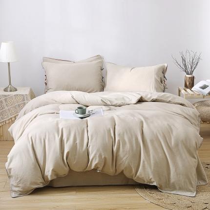 91家纺网 家纺一手货源 找家纺 简家居 2022新款55%亚麻45%棉四件套 一味灰