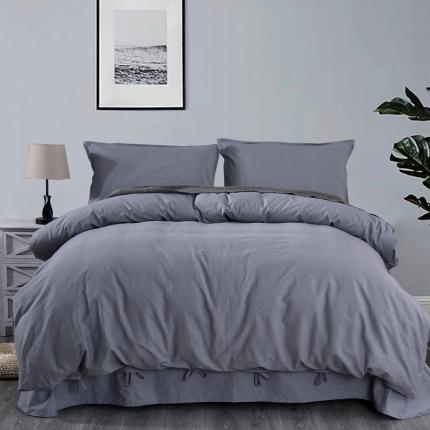 91家纺网 家纺一手货源 找家纺 简家居 2022新款55%亚麻45%棉四件套 时尚灰