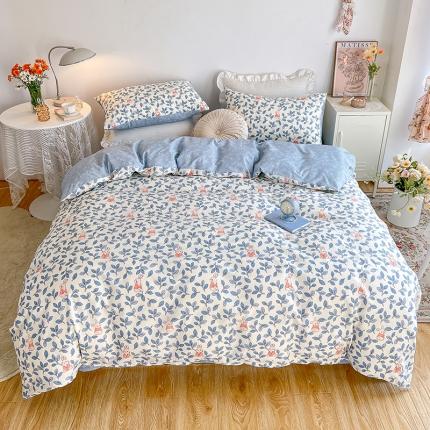 91家纺网 家纺一手货源 找家纺 沐棉家居 2022新款全棉13370印花四件套直播爆款 菲菲兔