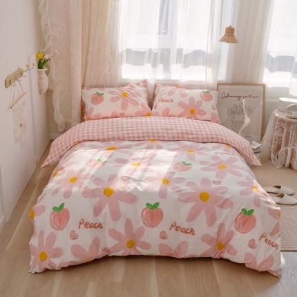 91家纺网 家纺一手货源 找家纺 沐棉家居 2022新款全棉13370印花四件套直播爆款 陌颜-粉