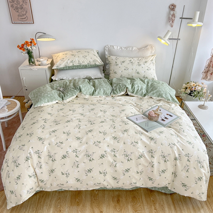 91家纺网 家纺一手货源 找家纺 沐棉家居 2022新款全棉13370印花四件套直播爆款 茶艺