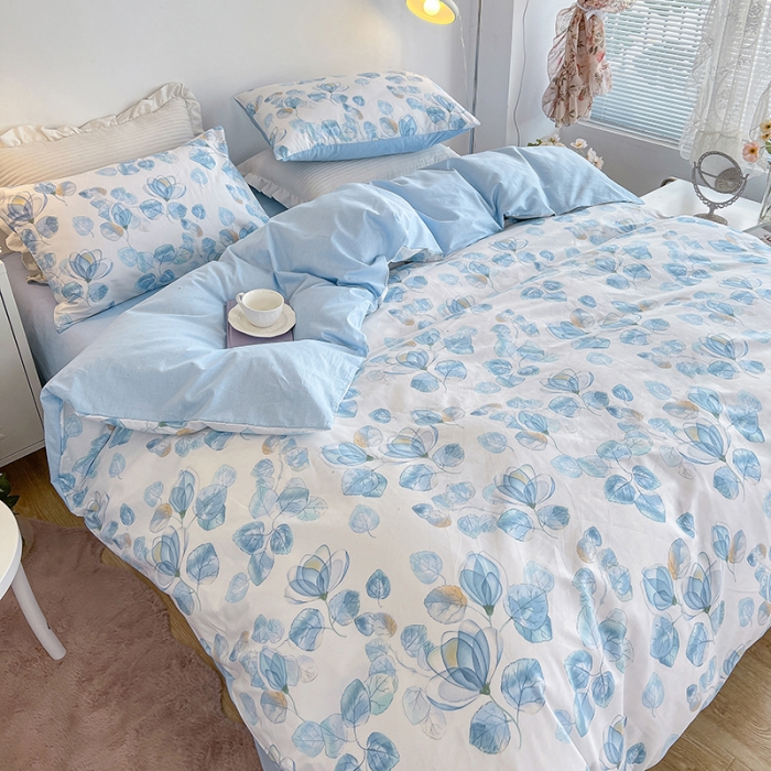 91家纺网 家纺一手货源 找家纺 沐棉家居 2022新款全棉13370印花四件套直播爆款 花田妙语