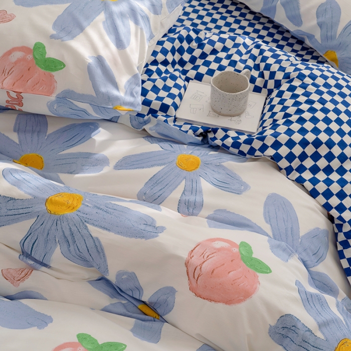 91家纺网 家纺一手货源 找家纺 沐棉家居 2022新款全棉13370印花四件套直播爆款 陌颜-兰