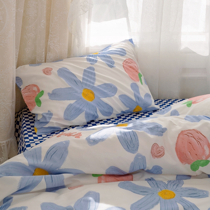 91家纺网 家纺一手货源 找家纺 沐棉家居 2022新款全棉13370印花四件套直播爆款 陌颜-兰