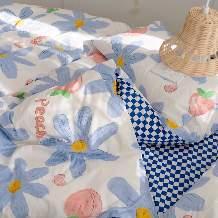 91家纺网 家纺一手货源 找家纺 沐棉家居 2022新款全棉13370印花四件套直播爆款 陌颜-兰