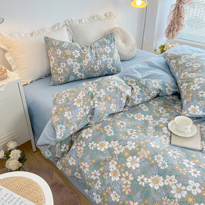 91家纺网 家纺一手货源 找家纺 沐棉家居 2022新款全棉13370印花四件套直播爆款 瑞丽