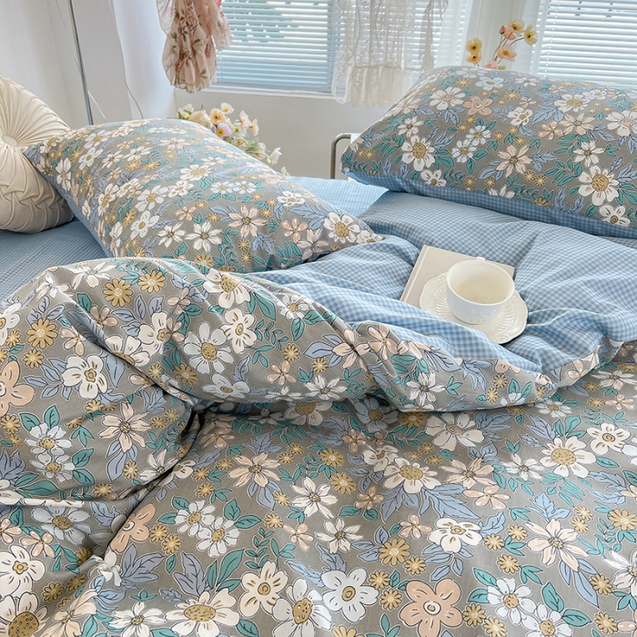 91家纺网 家纺一手货源 找家纺 沐棉家居 2022新款全棉13370印花四件套直播爆款 瑞丽