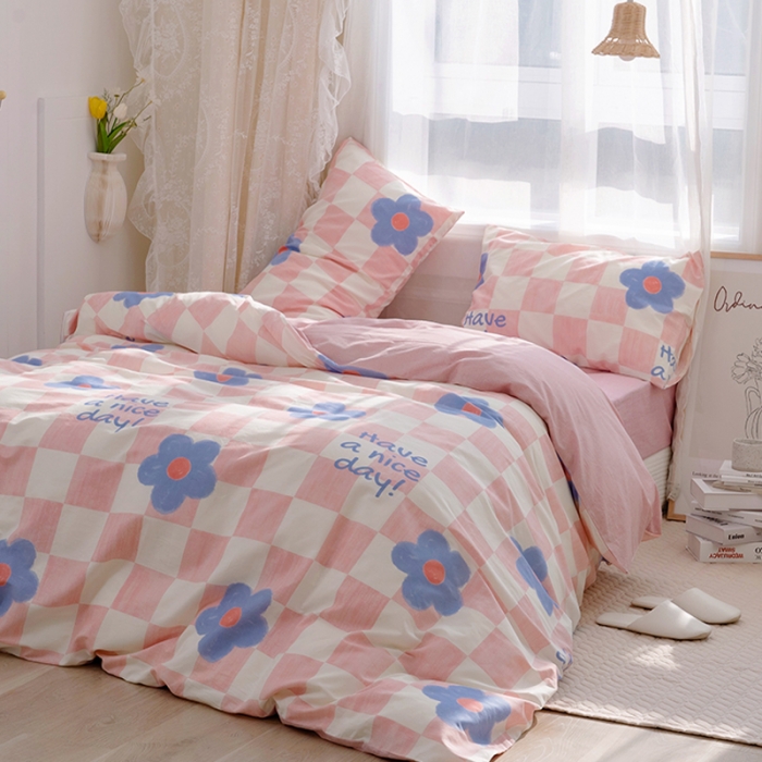 91家纺网 家纺一手货源 找家纺 沐棉家居 2022新款全棉13370印花四件套直播爆款 勿念