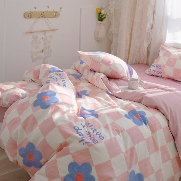 91家纺网 家纺一手货源 找家纺 沐棉家居 2022新款全棉13370印花四件套直播爆款 勿念