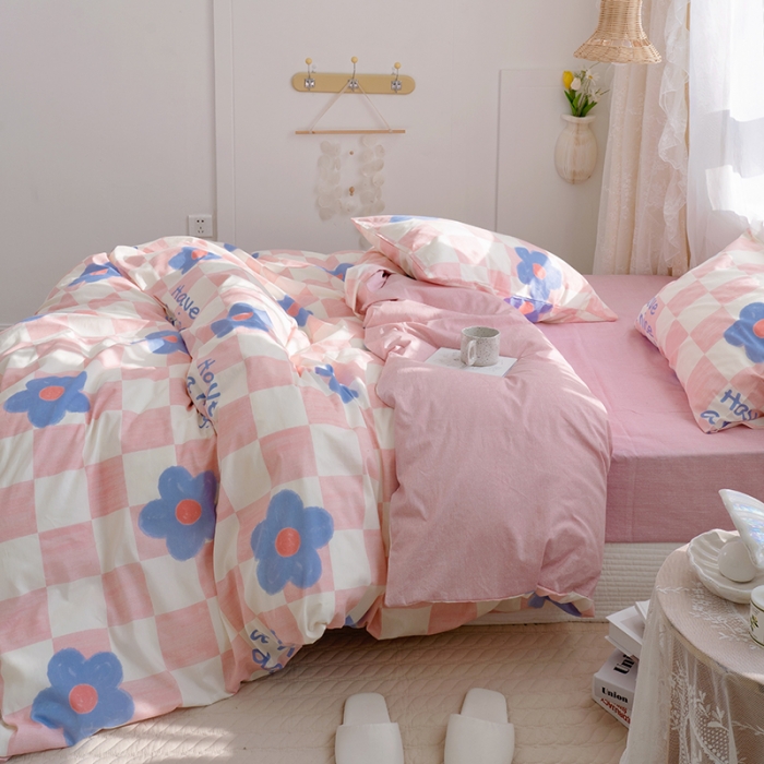 91家纺网 家纺一手货源 找家纺 沐棉家居 2022新款全棉13370印花四件套直播爆款 勿念