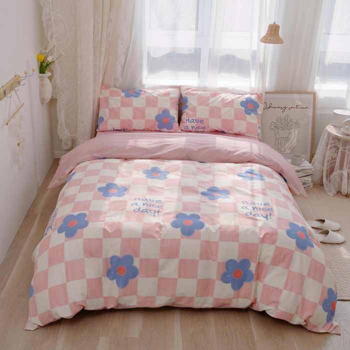 91家纺网 家纺一手货源 找家纺 沐棉家居 2022新款全棉13370印花四件套直播爆款 勿念