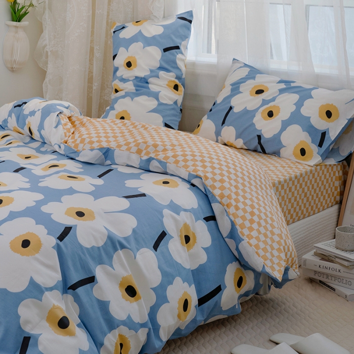 91家纺网 家纺一手货源 找家纺 沐棉家居 2022新款全棉13370印花四件套直播爆款 雅笙