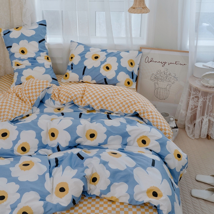 91家纺网 家纺一手货源 找家纺 沐棉家居 2022新款全棉13370印花四件套直播爆款 雅笙