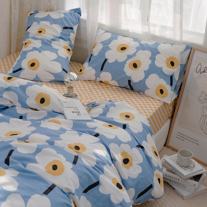 91家纺网 家纺一手货源 找家纺 沐棉家居 2022新款全棉13370印花四件套直播爆款 雅笙