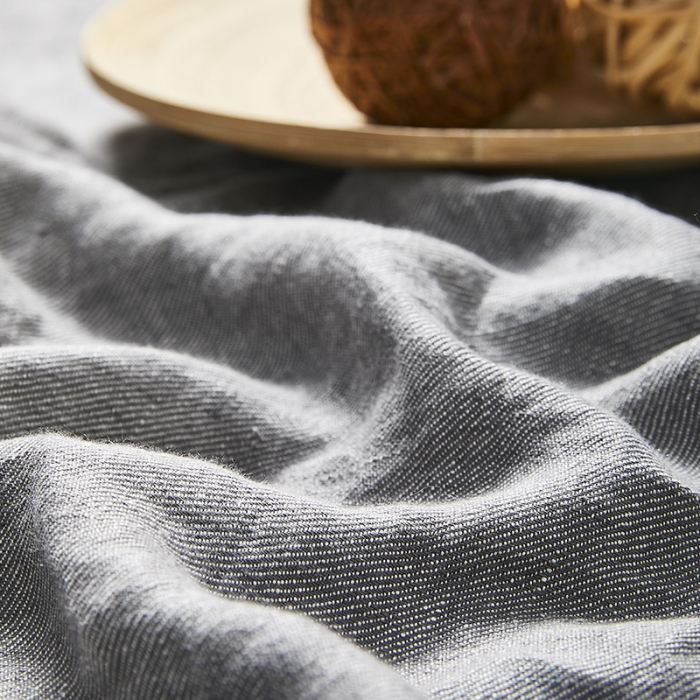 91家纺网 家纺一手货源 找家纺 简家居 2022新款纯亚麻空境毯 墨灰