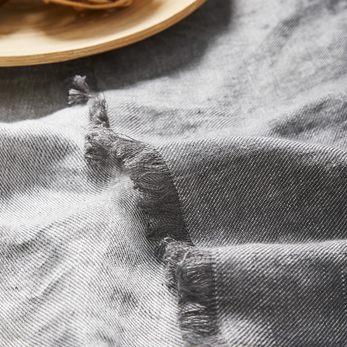 91家纺网 家纺一手货源 找家纺 简家居 2022新款纯亚麻空境毯 墨灰