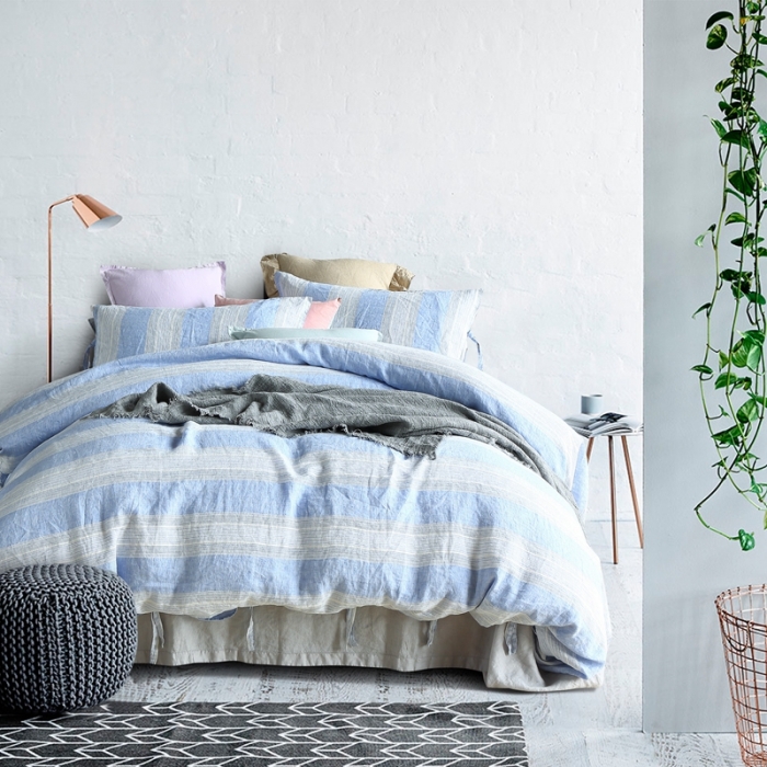 91家纺网 家纺一手货源 找家纺 简家居 2022新款纯亚麻四件套 纯亚麻蓝天