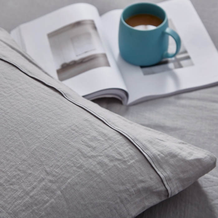 91家纺网 家纺一手货源 找家纺 简家居 2022新款纯亚麻四件套 都市灰