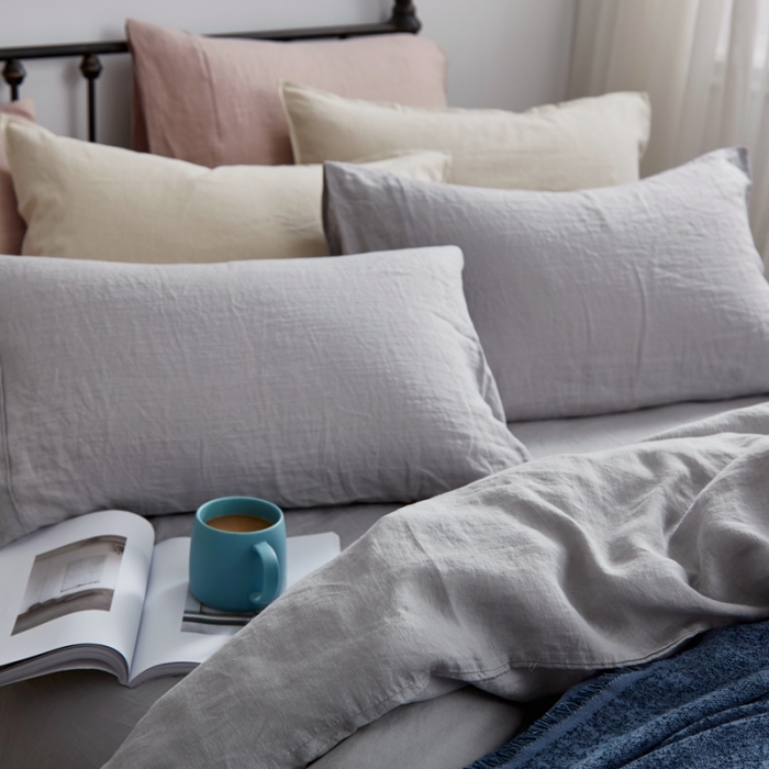 91家纺网 家纺一手货源 找家纺 简家居 2022新款纯亚麻四件套 都市灰