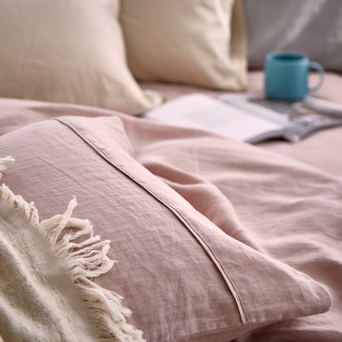 91家纺网 家纺一手货源 找家纺 简家居 2022新款纯亚麻四件套 珊瑚