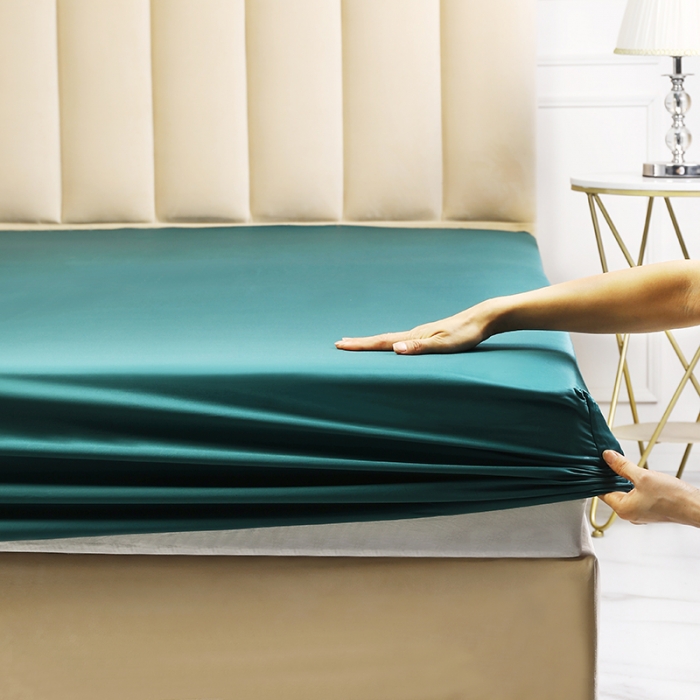 91家纺网 家纺一手货源 找家纺 简家居 2022新款100支单床笠 翡翠绿