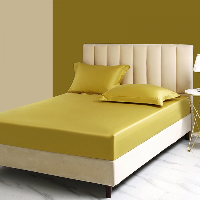 91家纺网 家纺一手货源 找家纺 简家居 2022新款100支单床笠 芥末黄