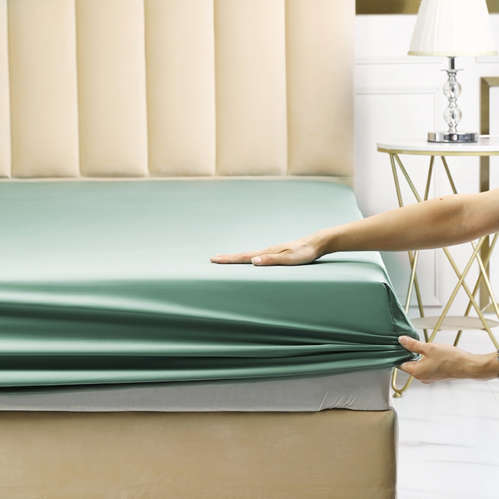 91家纺网 家纺一手货源 找家纺 简家居 2022新款100支单床笠 抹茶绿