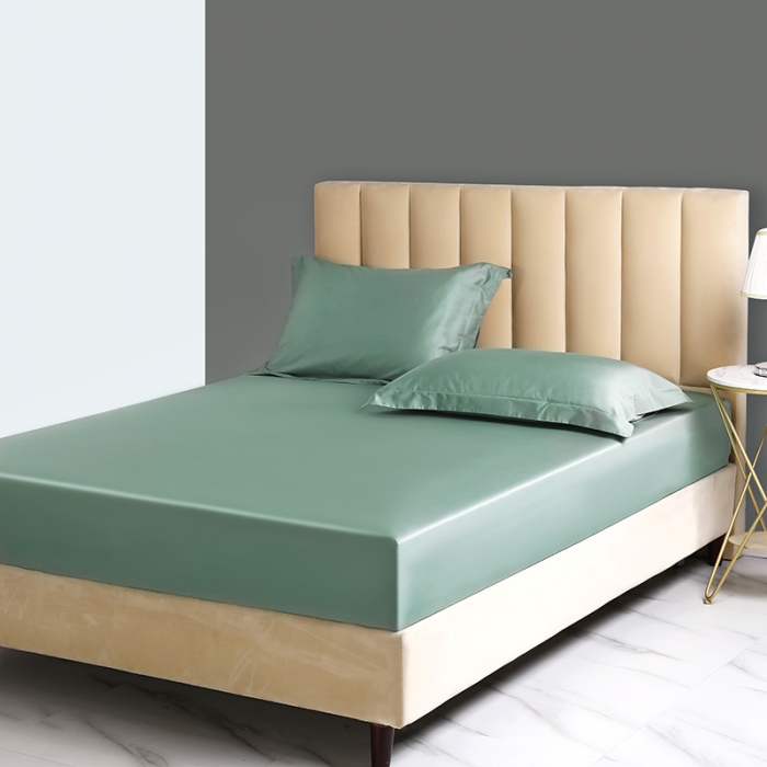 91家纺网 家纺一手货源 找家纺 简家居 2022新款100支单床笠 抹茶绿