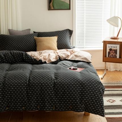 (总）简家居 2022新款双层纱黑咖系列四件套