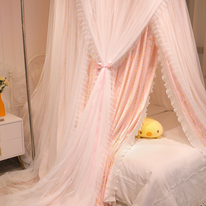 91家纺网 家纺一手货源 找家纺 艾晶美家纺 2022新款吊顶双层遮光床幔蚊帐 花蔓