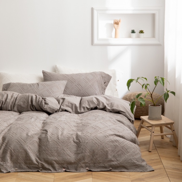 91家纺网 家纺一手货源 找家纺 简家居 2022新款全棉剪花四件套 炫-灰