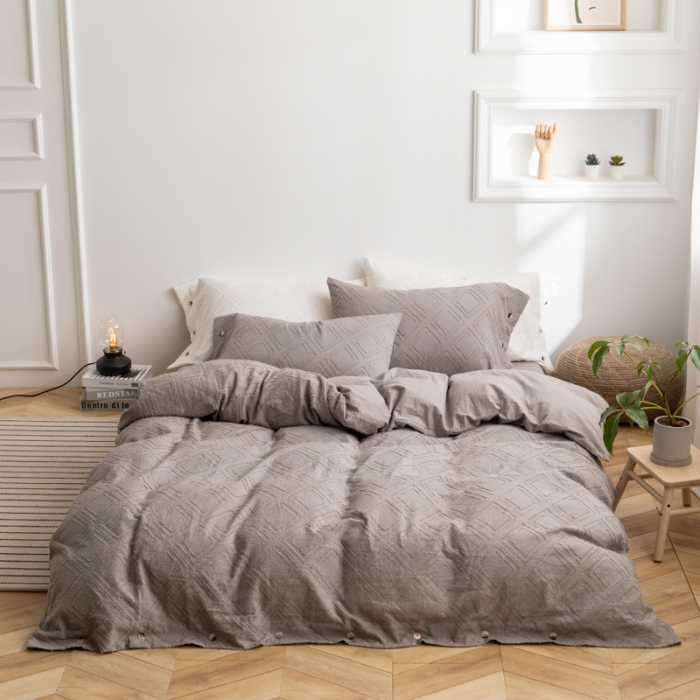 91家纺网 家纺一手货源 找家纺 简家居 2022新款全棉剪花四件套 炫-灰