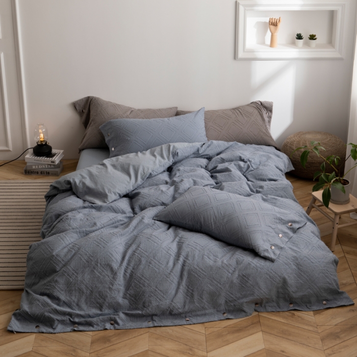 91家纺网 家纺一手货源 找家纺 简家居 2022新款全棉剪花四件套 炫-蓝